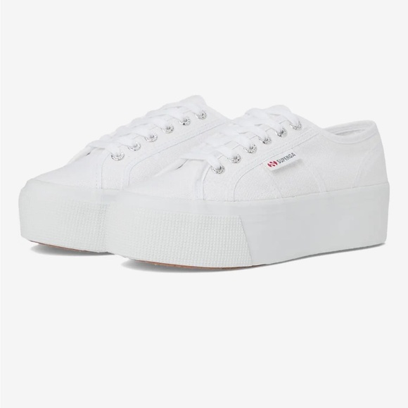 Superga Women's Classic White Platform Sneakers - Picture 1 of 12